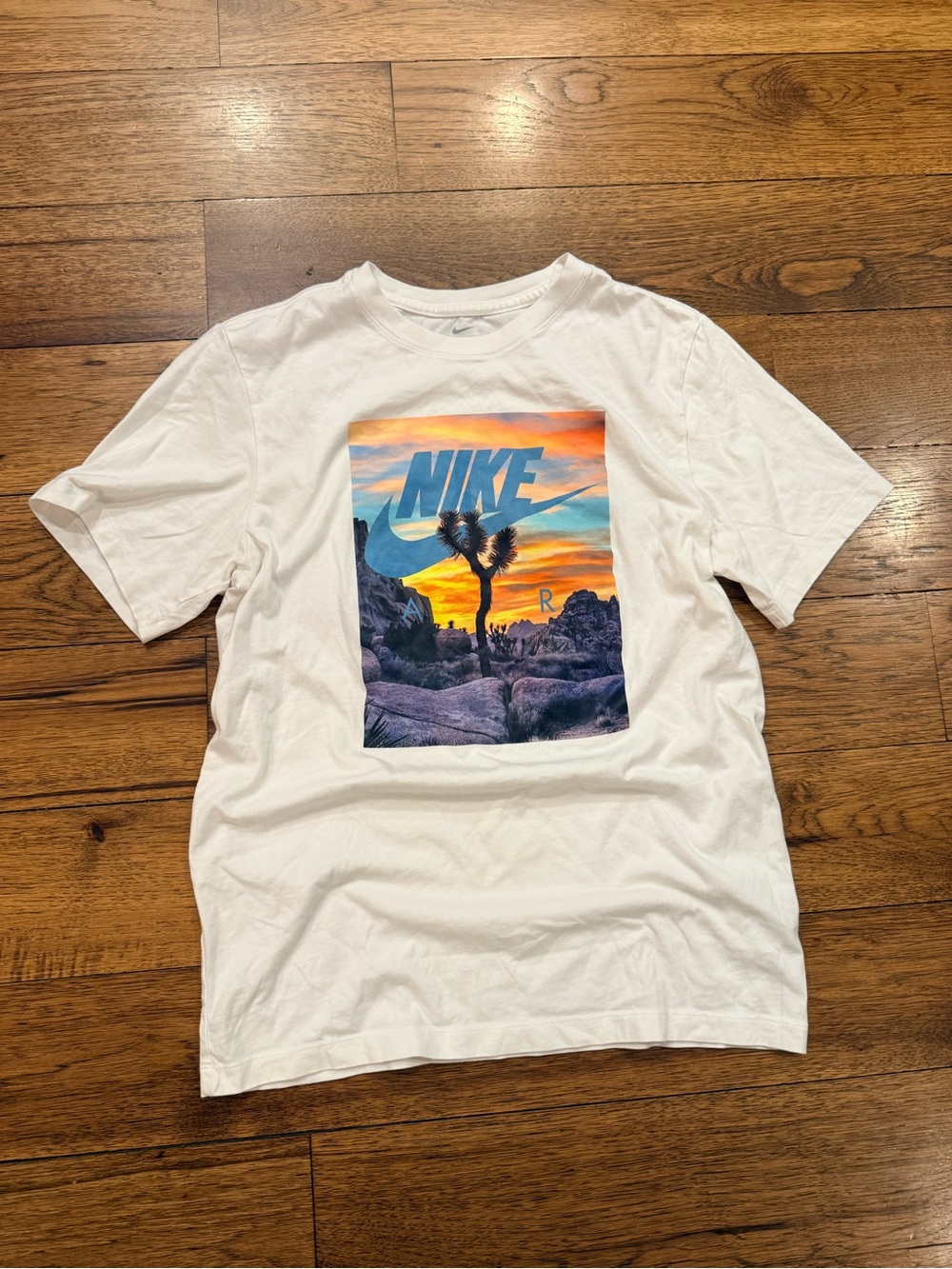 Nike Men’s White Short-Sleeve Tee with Sunset Graphic